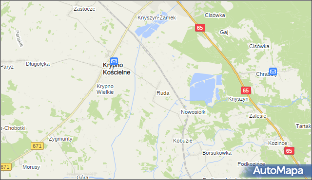 mapa Ruda gmina Krypno, Ruda gmina Krypno na mapie Targeo