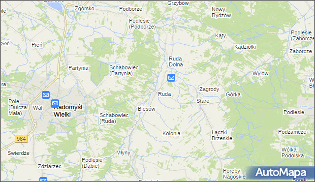 mapa Ruda gmina Radomyśl Wielki, Ruda gmina Radomyśl Wielki na mapie Targeo