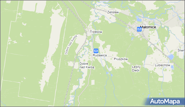 mapa Rudawica gmina Żagań, Rudawica gmina Żagań na mapie Targeo