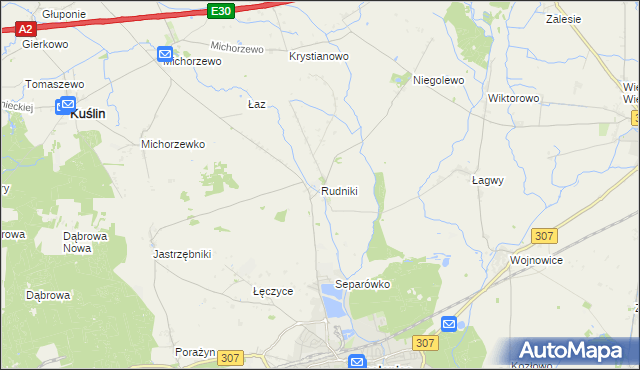 mapa Rudniki gmina Opalenica, Rudniki gmina Opalenica na mapie Targeo