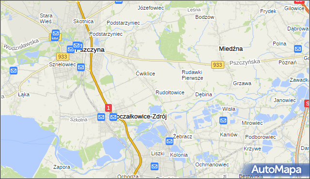 mapa Rudołtowice, Rudołtowice na mapie Targeo