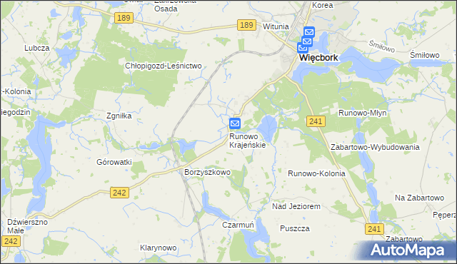 mapa Runowo Krajeńskie, Runowo Krajeńskie na mapie Targeo