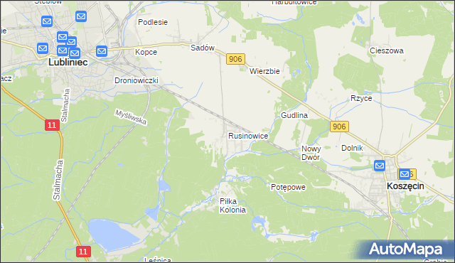 mapa Rusinowice, Rusinowice na mapie Targeo