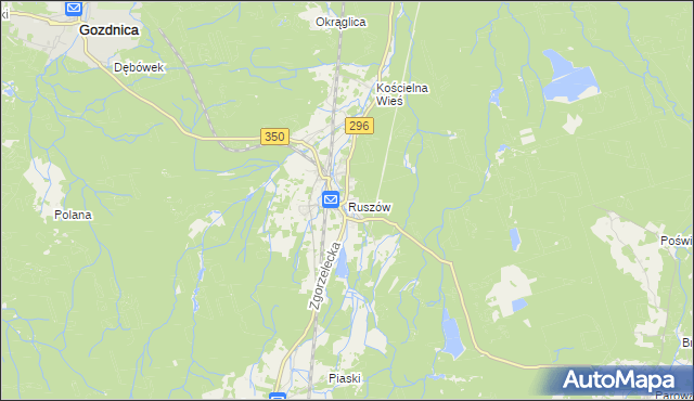 mapa Ruszów gmina Węgliniec, Ruszów gmina Węgliniec na mapie Targeo