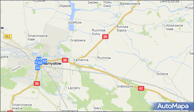 mapa Rychnów gmina Namysłów, Rychnów gmina Namysłów na mapie Targeo