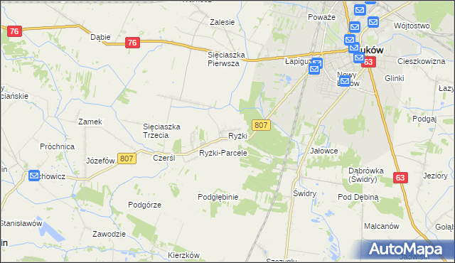 mapa Ryżki, Ryżki na mapie Targeo