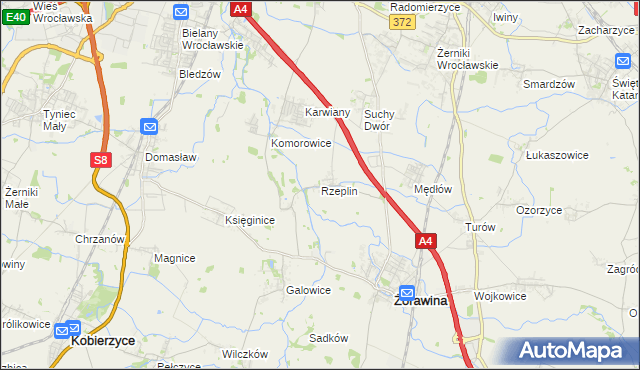 mapa Rzeplin gmina Żórawina, Rzeplin gmina Żórawina na mapie Targeo