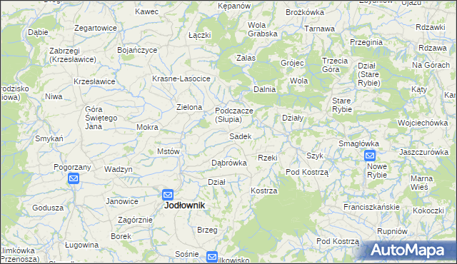 mapa Sadek gmina Jodłownik, Sadek gmina Jodłownik na mapie Targeo