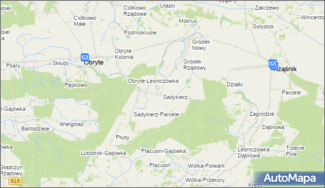 mapa Sadykierz gmina Obryte, Sadykierz gmina Obryte na mapie Targeo