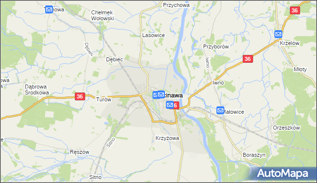 mapa Ścinawa powiat lubiński, Ścinawa powiat lubiński na mapie Targeo