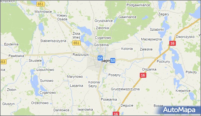 mapa Sejny, Sejny na mapie Targeo