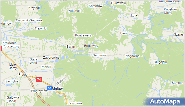 mapa Serbinów, Serbinów na mapie Targeo