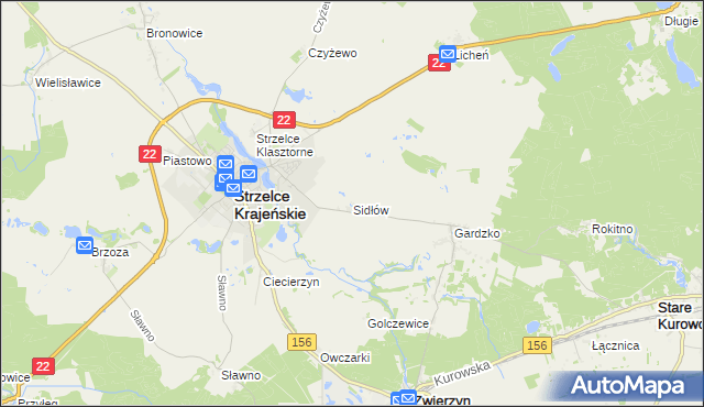 mapa Sidłów, Sidłów na mapie Targeo