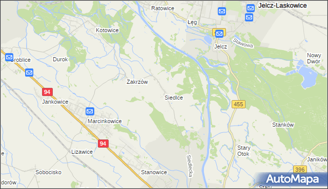 mapa Siedlce gmina Oława, Siedlce gmina Oława na mapie Targeo