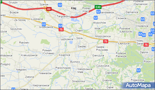 mapa Siedlec gmina Bochnia, Siedlec gmina Bochnia na mapie Targeo