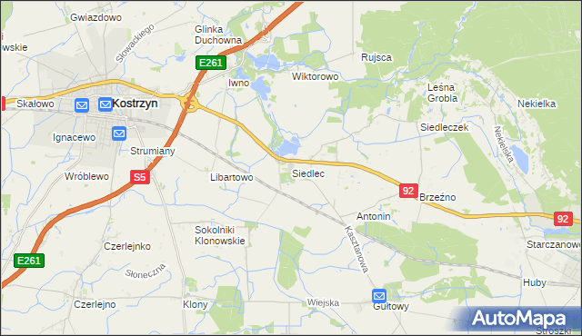 mapa Siedlec gmina Kostrzyn, Siedlec gmina Kostrzyn na mapie Targeo