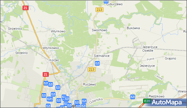 mapa Siemianice gmina Słupsk, Siemianice gmina Słupsk na mapie Targeo