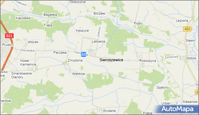 mapa Sieroszewice, Sieroszewice na mapie Targeo