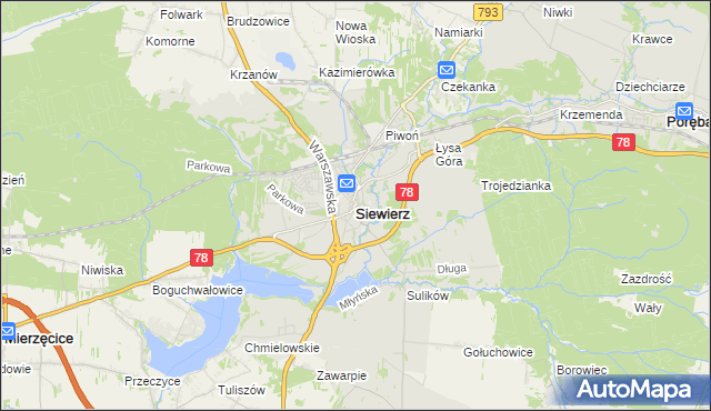 mapa Siewierz, Siewierz na mapie Targeo