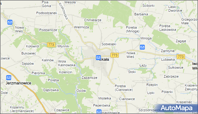 mapa Skała powiat krakowski, Skała powiat krakowski na mapie Targeo