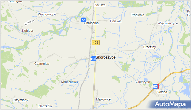 mapa Skoroszyce, Skoroszyce na mapie Targeo