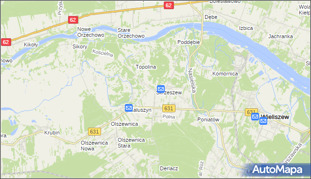 mapa Skrzeszew gmina Wieliszew, Skrzeszew gmina Wieliszew na mapie Targeo