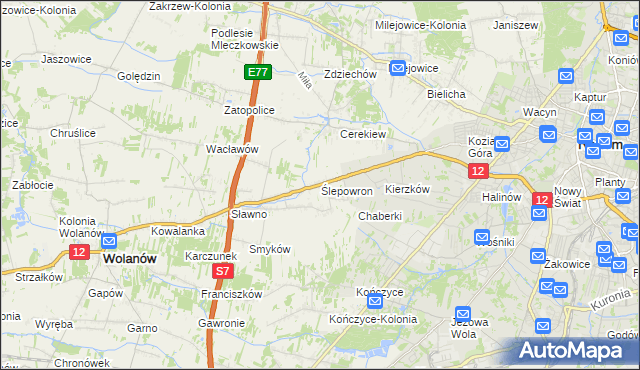 mapa Ślepowron, Ślepowron na mapie Targeo