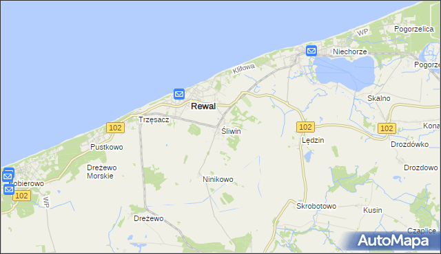 mapa Śliwin, Śliwin na mapie Targeo