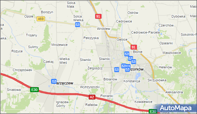 mapa Śliwniki gmina Ozorków, Śliwniki gmina Ozorków na mapie Targeo