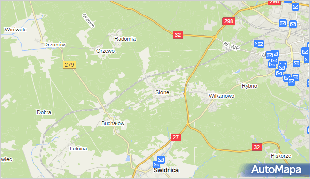 mapa Słone gmina Świdnica, Słone gmina Świdnica na mapie Targeo