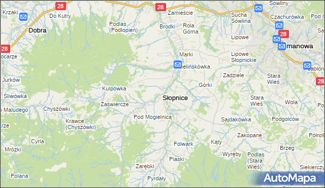 mapa Słopnice, Słopnice na mapie Targeo