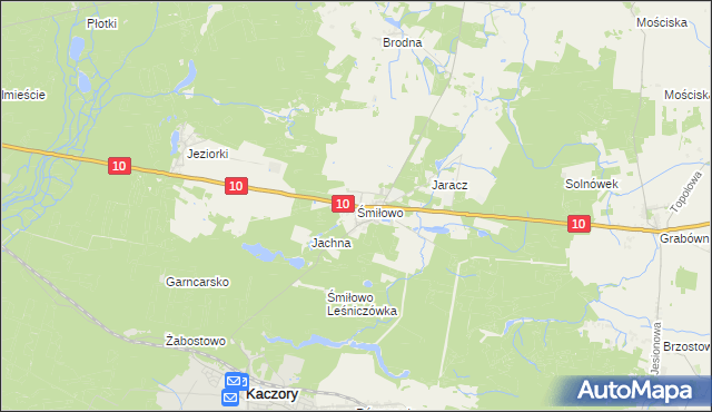 mapa Śmiłowo gmina Kaczory, Śmiłowo gmina Kaczory na mapie Targeo