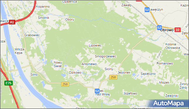mapa Smogorzewiec, Smogorzewiec na mapie Targeo