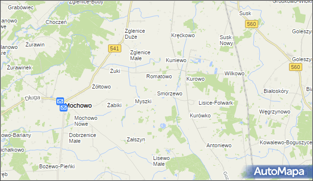 mapa Smorzewo, Smorzewo na mapie Targeo