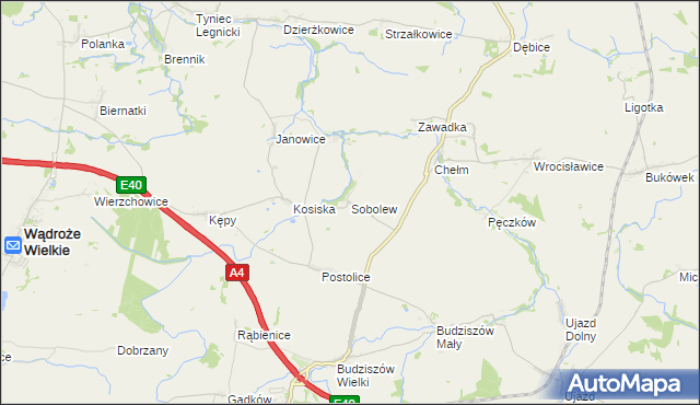 mapa Sobolew gmina Wądroże Wielkie, Sobolew gmina Wądroże Wielkie na mapie Targeo