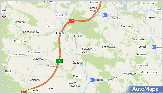 mapa Sokołów Dolny, Sokołów Dolny na mapie Targeo