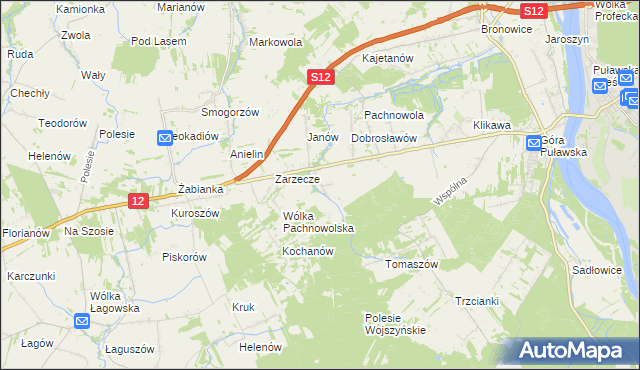 mapa Sosnów gmina Puławy, Sosnów gmina Puławy na mapie Targeo