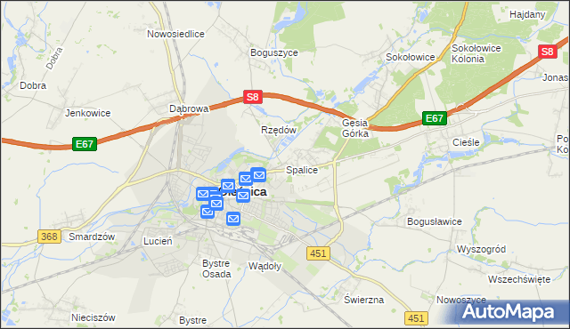 mapa Spalice, Spalice na mapie Targeo