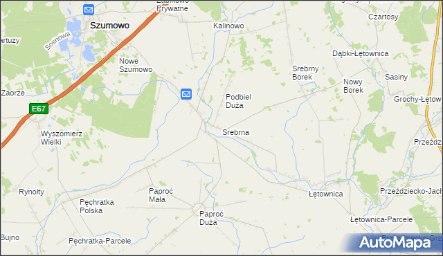 mapa Srebrna gmina Szumowo, Srebrna gmina Szumowo na mapie Targeo