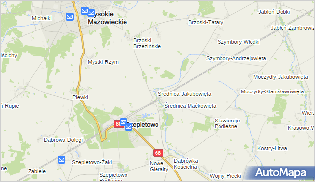 mapa Średnica-Jakubowięta, Średnica-Jakubowięta na mapie Targeo