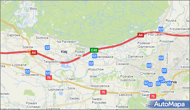 mapa Stanisławice gmina Bochnia, Stanisławice gmina Bochnia na mapie Targeo