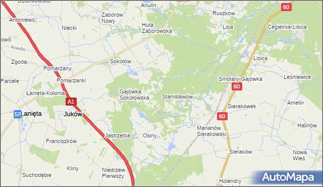 mapa Stanisławów gmina Gostynin, Stanisławów gmina Gostynin na mapie Targeo
