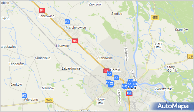 mapa Stanowice gmina Oława, Stanowice gmina Oława na mapie Targeo
