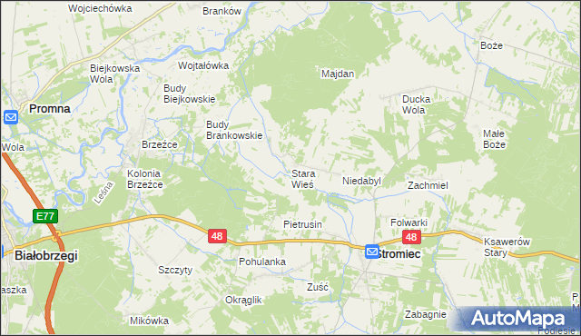 mapa Stara Wieś gmina Stromiec, Stara Wieś gmina Stromiec na mapie Targeo