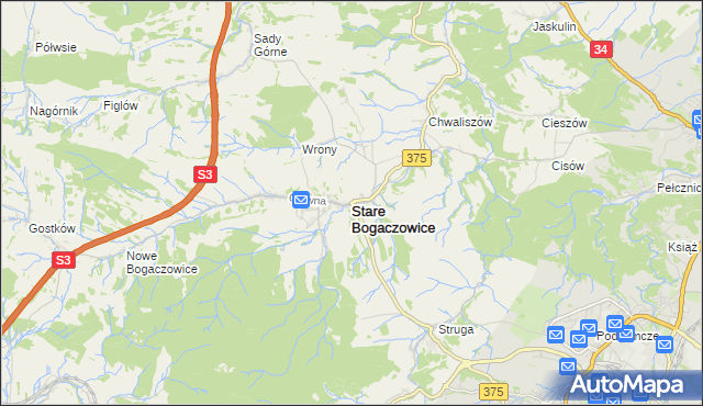 mapa Stare Bogaczowice, Stare Bogaczowice na mapie Targeo
