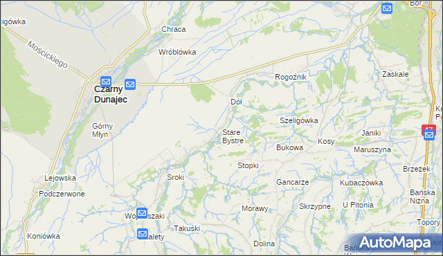 mapa Stare Bystre, Stare Bystre na mapie Targeo
