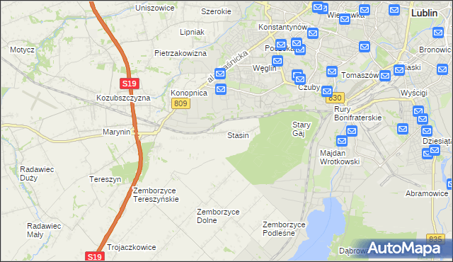 mapa Stasin gmina Konopnica, Stasin gmina Konopnica na mapie Targeo