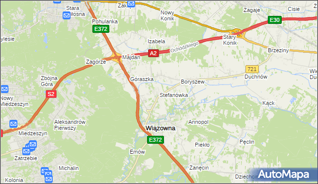 mapa Stefanówka gmina Wiązowna, Stefanówka gmina Wiązowna na mapie Targeo