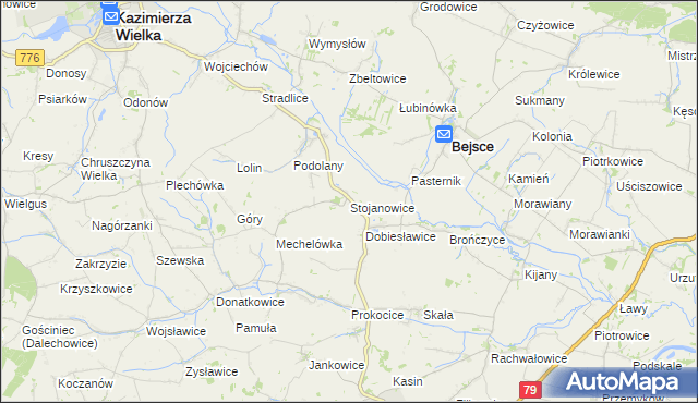 mapa Stojanowice, Stojanowice na mapie Targeo