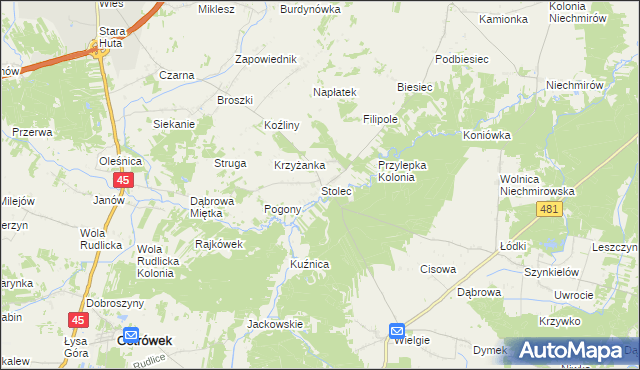 mapa Stolec gmina Złoczew, Stolec gmina Złoczew na mapie Targeo